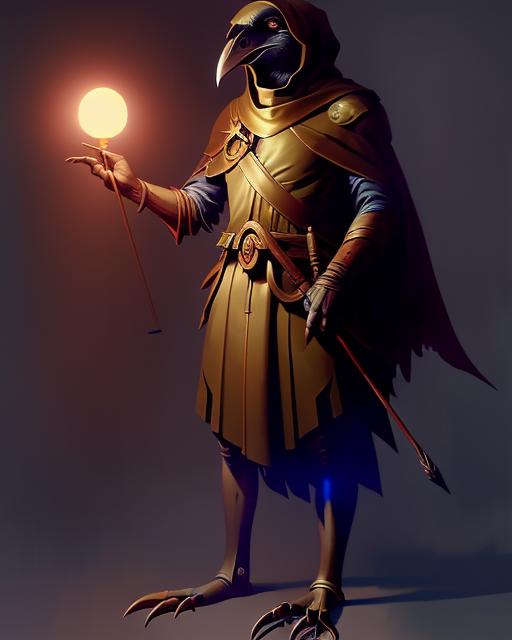 00092-919808538-Medium Shot of Ancient Greek, Nightingale, Kenku_Person, Artificer, Fantasy, Volumetric lighting, concept art, brush stroke styl.png